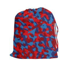 Red And Blue Camouflage Pattern Drawstring Pouch (2xl) by SpinnyChairDesigns