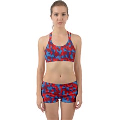 Red and Blue Camouflage Pattern Back Web Gym Set