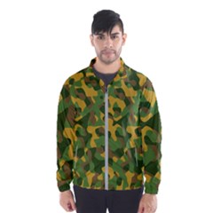 Yellow Green Brown Camouflage Men s Windbreaker by SpinnyChairDesigns