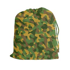 Yellow Green Brown Camouflage Drawstring Pouch (2xl) by SpinnyChairDesigns