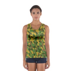 Yellow Green Brown Camouflage Sport Tank Top  by SpinnyChairDesigns