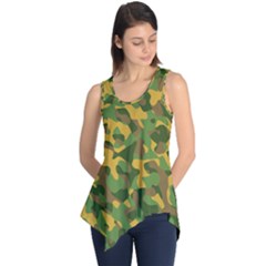 Yellow Green Brown Camouflage Sleeveless Tunic by SpinnyChairDesigns