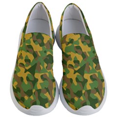 Yellow Green Brown Camouflage Women s Lightweight Slip Ons by SpinnyChairDesigns