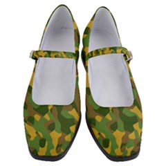 Yellow Green Brown Camouflage Women s Mary Jane Shoes by SpinnyChairDesigns