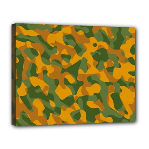 Green And Orange Camouflage Pattern Canvas 14  X 11  (stretched) by SpinnyChairDesigns