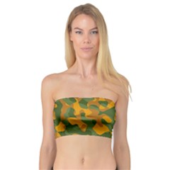 Green And Orange Camouflage Pattern Bandeau Top