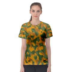 Green And Orange Camouflage Pattern Women s Sport Mesh Tee