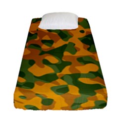 Green And Orange Camouflage Pattern Fitted Sheet (single Size) by SpinnyChairDesigns