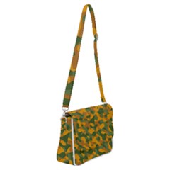 Green And Orange Camouflage Pattern Shoulder Bag With Back Zipper by SpinnyChairDesigns