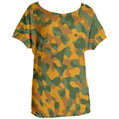 Green And Orange Camouflage Pattern Women s Oversized Tee by SpinnyChairDesigns