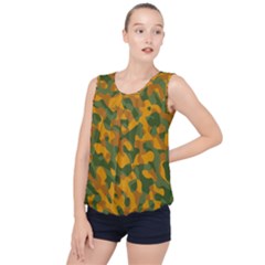 Green And Orange Camouflage Pattern Bubble Hem Chiffon Tank Top by SpinnyChairDesigns