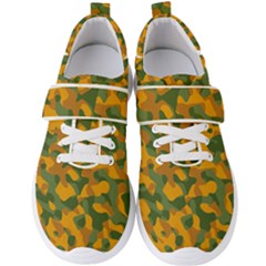 Green And Orange Camouflage Pattern Men s Velcro Strap Shoes by SpinnyChairDesigns