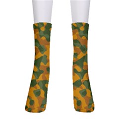 Green And Orange Camouflage Pattern Men s Crew Socks by SpinnyChairDesigns