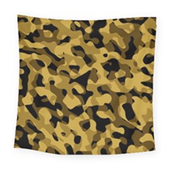 Black Yellow Brown Camouflage Pattern Square Tapestry (large) by SpinnyChairDesigns