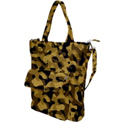 Black Yellow Brown Camouflage Pattern Shoulder Tote Bag by SpinnyChairDesigns