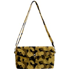 Black Yellow Brown Camouflage Pattern Removable Strap Clutch Bag