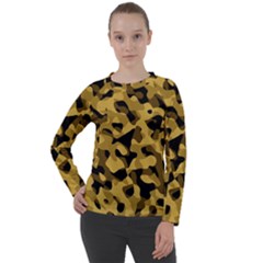 Black Yellow Brown Camouflage Pattern Women s Long Sleeve Raglan Tee