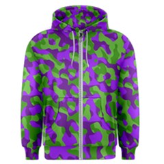 Purple And Green Camouflage Men s Zipper Hoodie by SpinnyChairDesigns