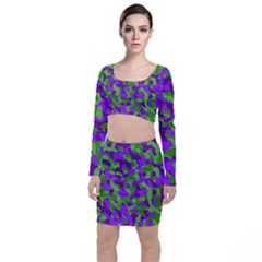 Purple And Green Camouflage Top And Skirt Sets by SpinnyChairDesigns