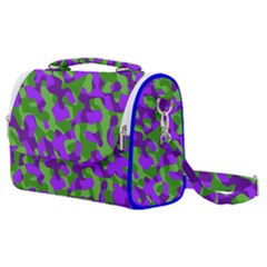 Purple And Green Camouflage Satchel Shoulder Bag by SpinnyChairDesigns