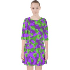 Purple And Green Camouflage Pocket Dress by SpinnyChairDesigns