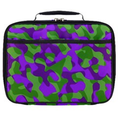 Purple And Green Camouflage Full Print Lunch Bag by SpinnyChairDesigns