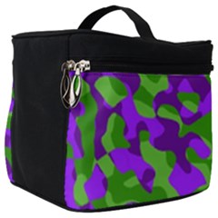 Purple And Green Camouflage Make Up Travel Bag (big) by SpinnyChairDesigns
