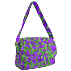 Purple And Green Camouflage Courier Bag by SpinnyChairDesigns