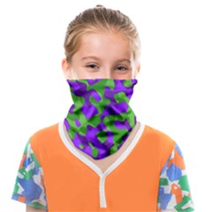 Purple And Green Camouflage Face Covering Bandana (kids) by SpinnyChairDesigns