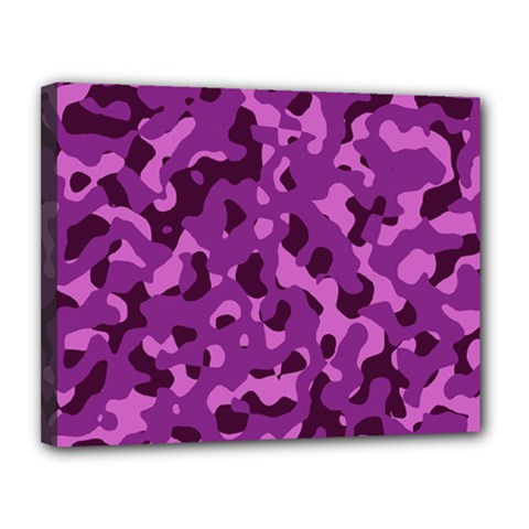 Dark Purple Camouflage Pattern Canvas 14  x 11  (Stretched)