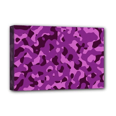 Dark Purple Camouflage Pattern Deluxe Canvas 18  x 12  (Stretched)