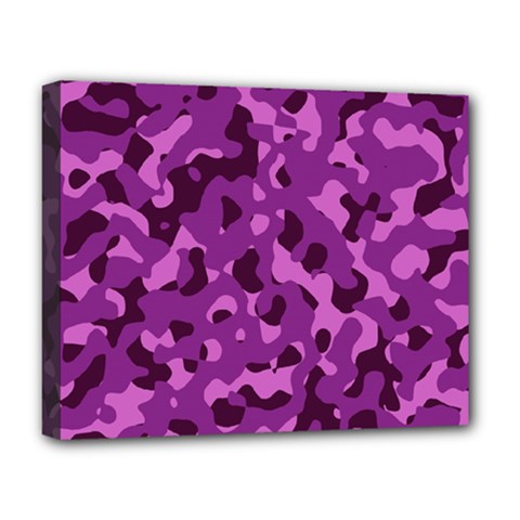 Dark Purple Camouflage Pattern Deluxe Canvas 20  X 16  (stretched) by SpinnyChairDesigns