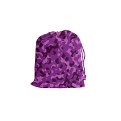 Dark Purple Camouflage Pattern Drawstring Pouch (small) by SpinnyChairDesigns