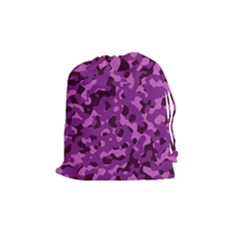 Dark Purple Camouflage Pattern Drawstring Pouch (medium) by SpinnyChairDesigns