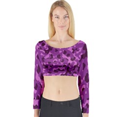 Dark Purple Camouflage Pattern Long Sleeve Crop Top