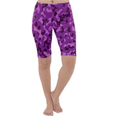 Dark Purple Camouflage Pattern Cropped Leggings 