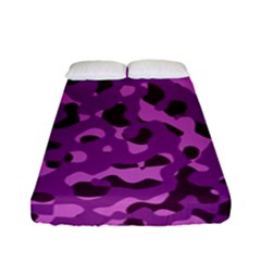 Dark Purple Camouflage Pattern Fitted Sheet (full/ Double Size) by SpinnyChairDesigns