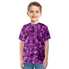 Dark Purple Camouflage Pattern Kids  Sport Mesh Tee