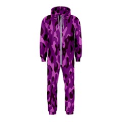 Dark Purple Camouflage Pattern Hooded Jumpsuit (kids) by SpinnyChairDesigns