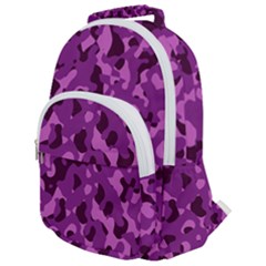 Dark Purple Camouflage Pattern Rounded Multi Pocket Backpack