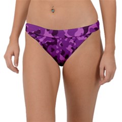 Dark Purple Camouflage Pattern Band Bikini Bottom