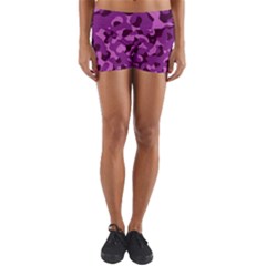 Dark Purple Camouflage Pattern Yoga Shorts