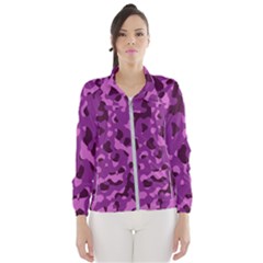 Dark Purple Camouflage Pattern Women s Windbreaker by SpinnyChairDesigns