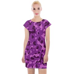 Dark Purple Camouflage Pattern Cap Sleeve Bodycon Dress