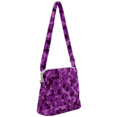 Dark Purple Camouflage Pattern Zipper Messenger Bag