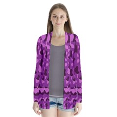 Dark Purple Camouflage Pattern Drape Collar Cardigan