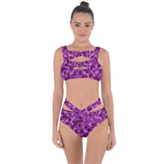Dark Purple Camouflage Pattern Bandaged Up Bikini Set 