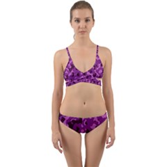 Dark Purple Camouflage Pattern Wrap Around Bikini Set