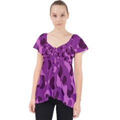 Dark Purple Camouflage Pattern Lace Front Dolly Top