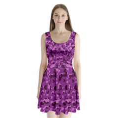 Dark Purple Camouflage Pattern Split Back Mini Dress 